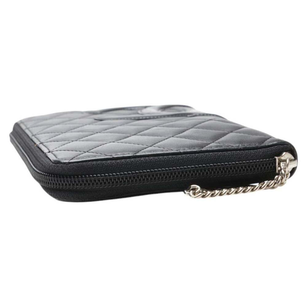 CHANEL Authentic Black Lambskin Leather Logo Wallet - Picture 4 of 16